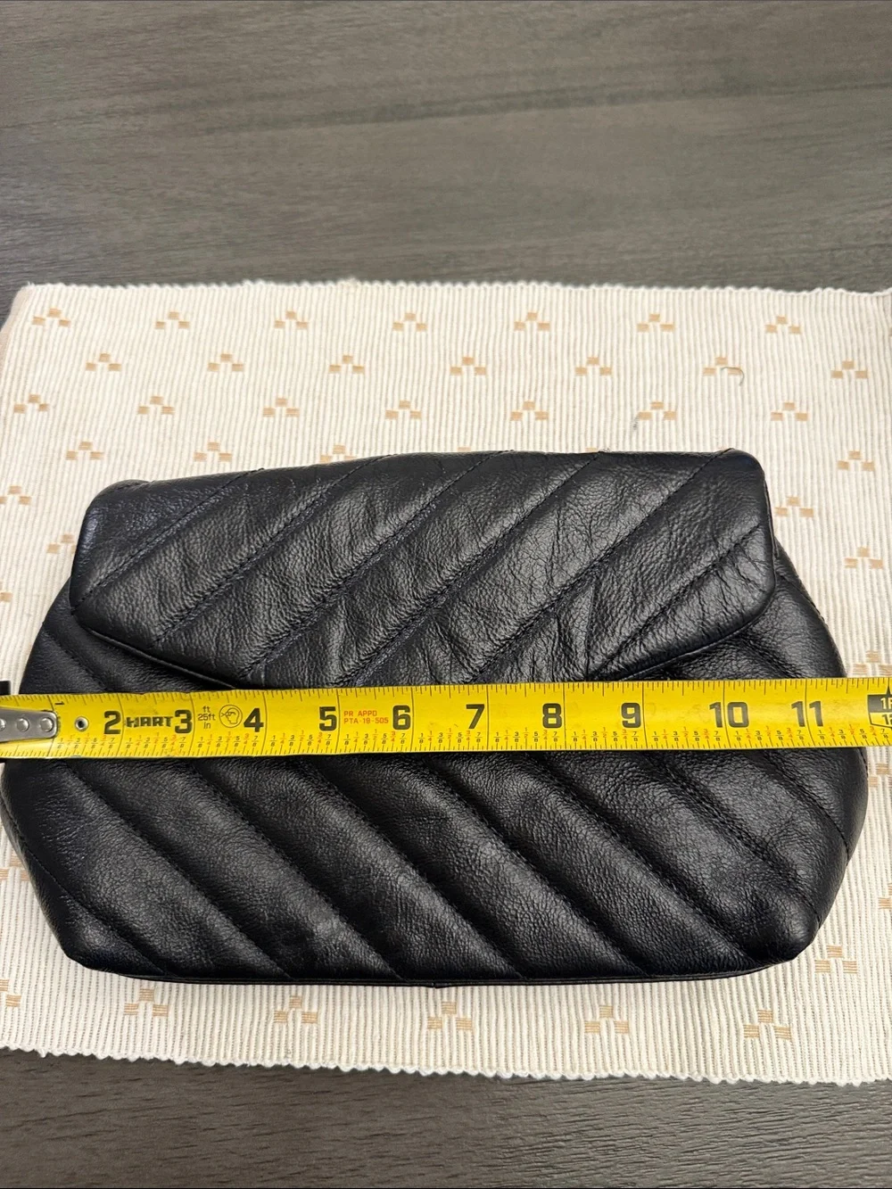 Vince Camuto Black Quilted Leather Envelope Clutch Evening Bag OS